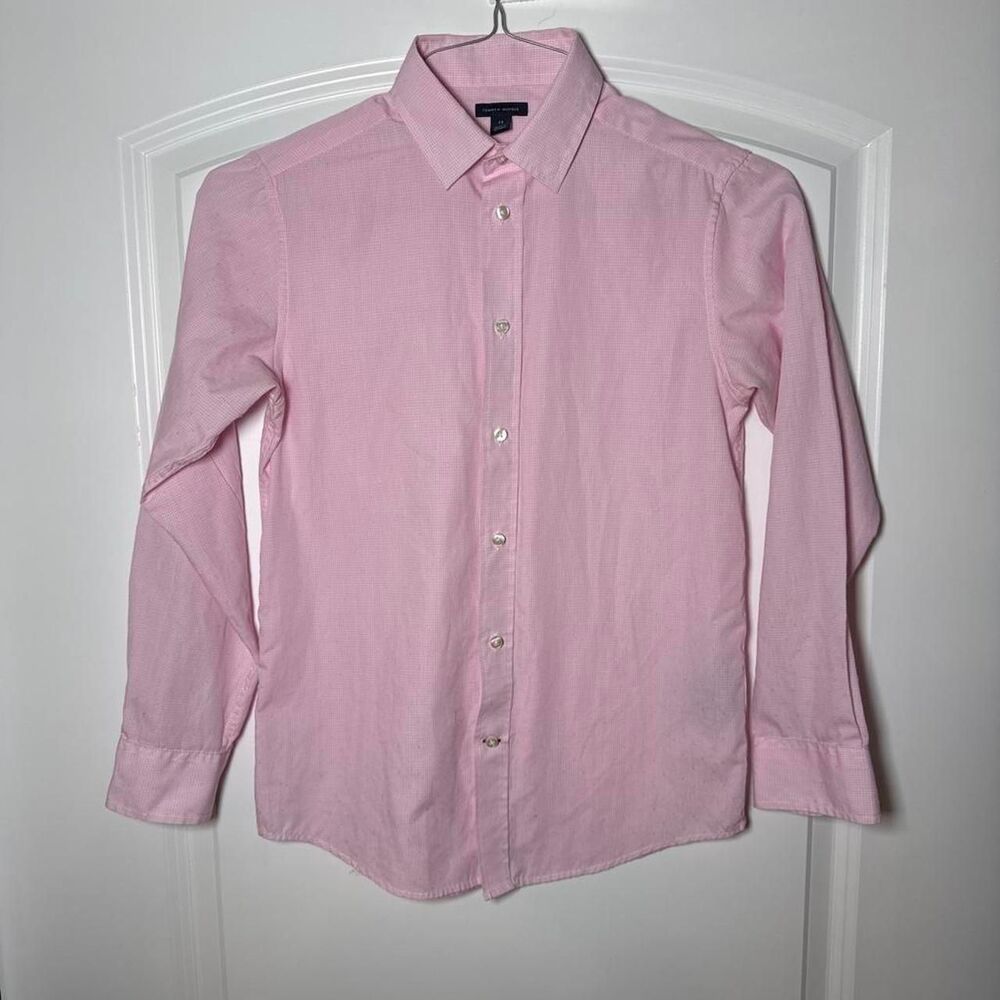 Tommy Hilfiger Boy's Pink Gingham Button Down Shirt Youth Size 14